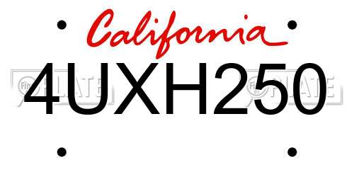4UXH250 California License Plate