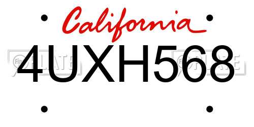4UXH568 California License Plate