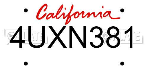 4UXN381 California License Plate
