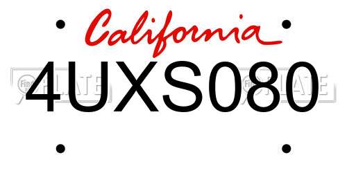 4UXS080 California License Plate
