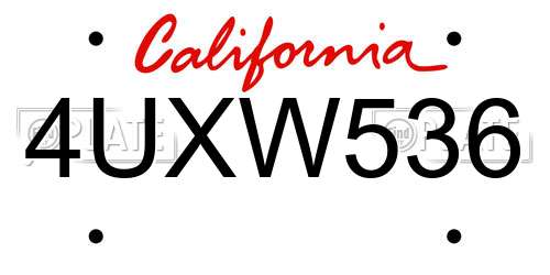 4UXW536 California License Plate
