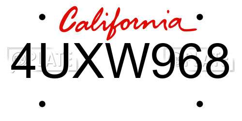 4UXW968 California License Plate