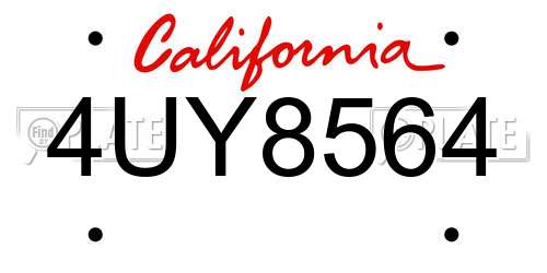 4UY8564 California License Plate