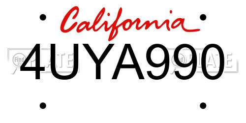 4UYA990 California License Plate
