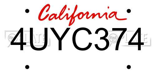 4UYC374 California License Plate