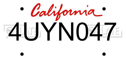 4UYN047 California License Plate