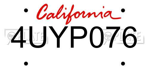 4UYP076 California License Plate