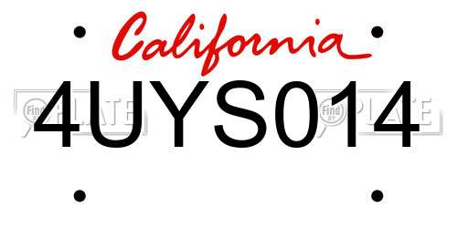 4UYS014 California License Plate