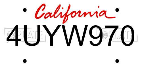 4UYW970 California License Plate