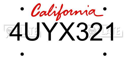 4UYX321 California License Plate