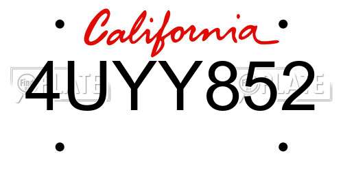 4UYY852 California License Plate