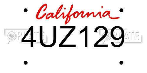 4UZ129 California License Plate