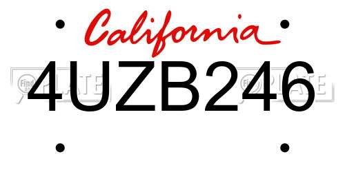4UZB246 California License Plate