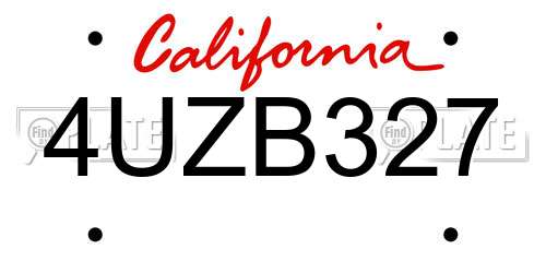 4UZB327 California License Plate