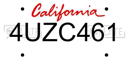 4UZC461 California License Plate
