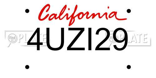 4UZI29 California License Plate