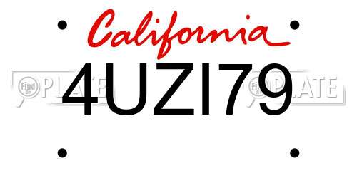 4UZI79 California License Plate