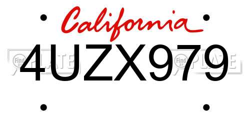 4UZX979 California License Plate
