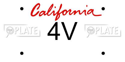 4V California License Plate