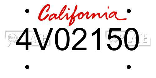 4V02150 California License Plate