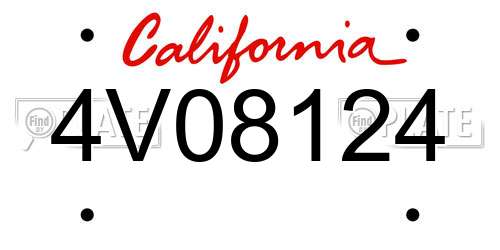 4V08124 California License Plate