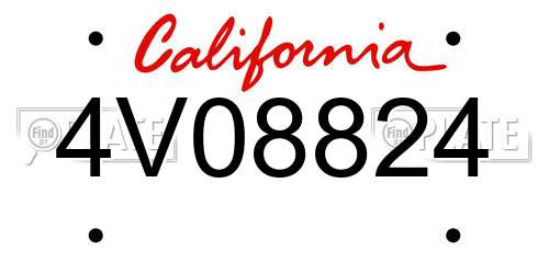 4V08824 California License Plate
