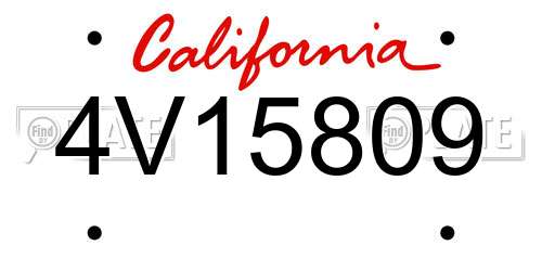 4V15809 California License Plate