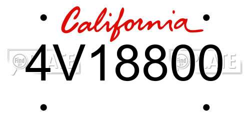4V18800 California License Plate