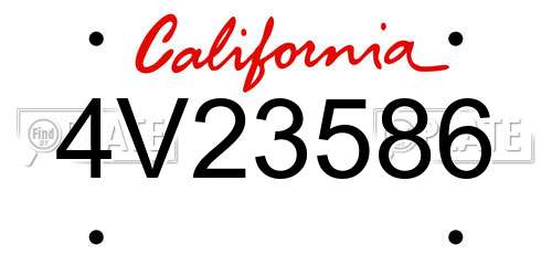 4V23586 California License Plate