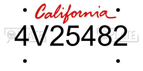 4V25482 California License Plate