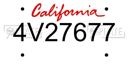 4V27677 California License Plate