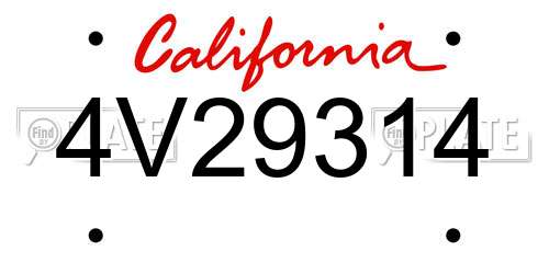 4V29314 California License Plate