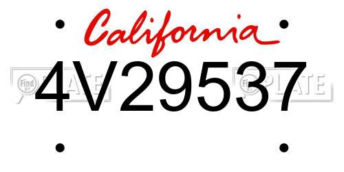 4V29537 California License Plate