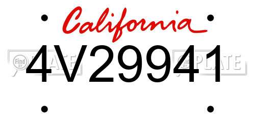 4V29941 California License Plate