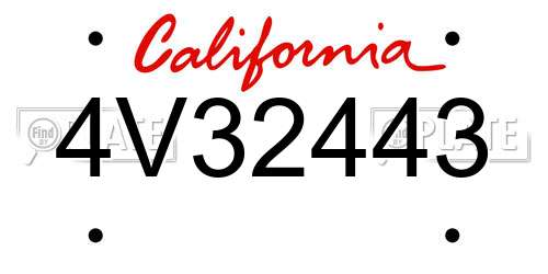 4V32443 California License Plate