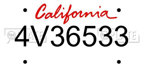 4V36533 California License Plate