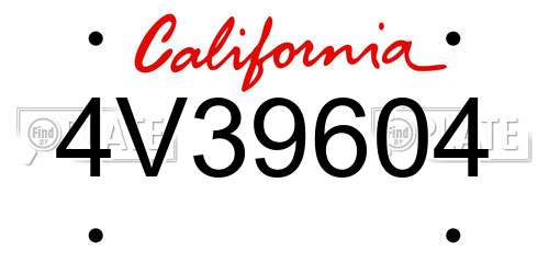 4V39604 California License Plate