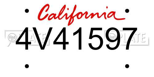 4V41597 California License Plate