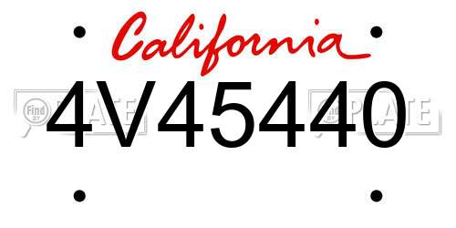 4V45440 California License Plate