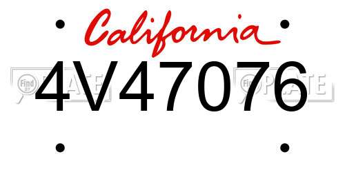 4V47076 California License Plate