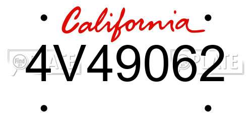 4V49062 California License Plate