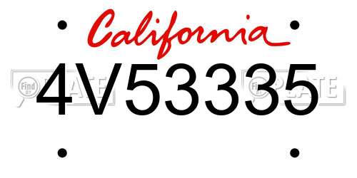 4V53335 California License Plate