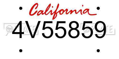 4V55859 California License Plate