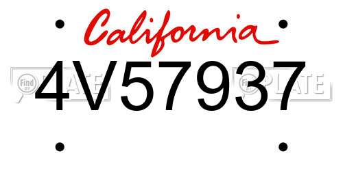 4V57937 California License Plate