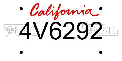 4V6292 California License Plate