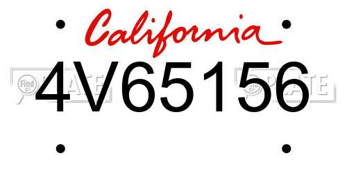 4V65156 California License Plate