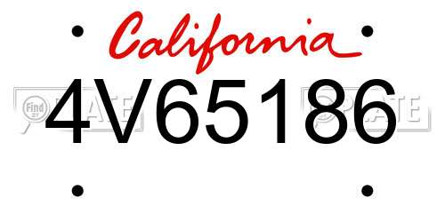 4V65186 California License Plate