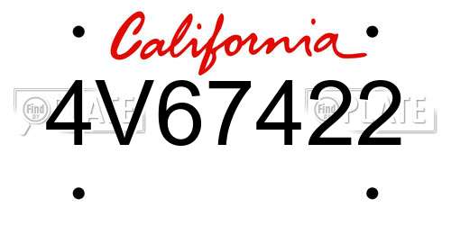 4V67422 California License Plate