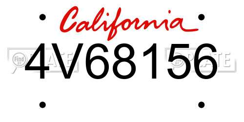 4V68156 California License Plate