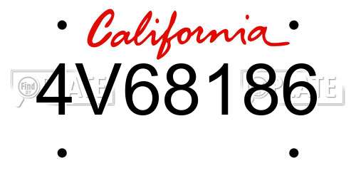 4V68186 California License Plate